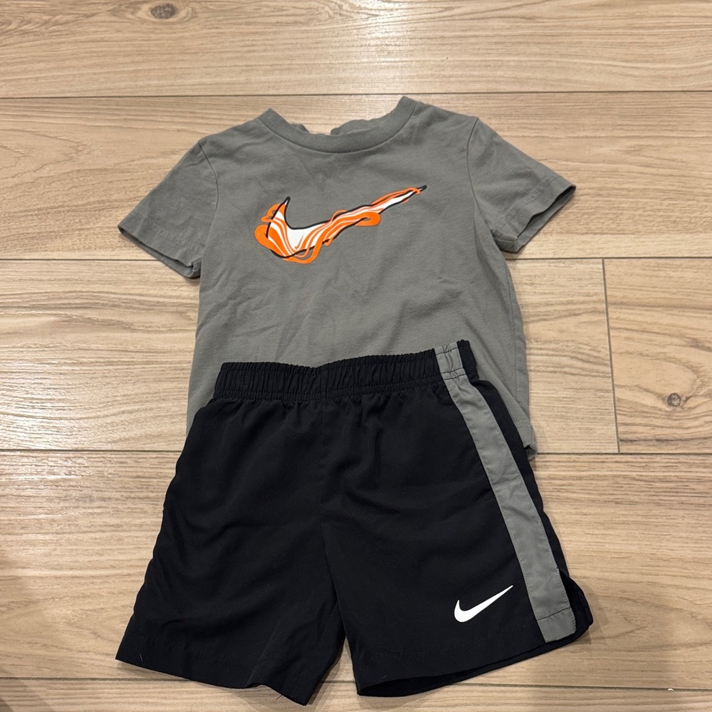 Nike Gray and Black Kids Set with Orange Swoosh